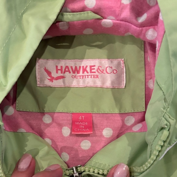 Hawke & Co Kids Lime Raincoat with Pink Polka Dot Lining - Picture 4 of 6